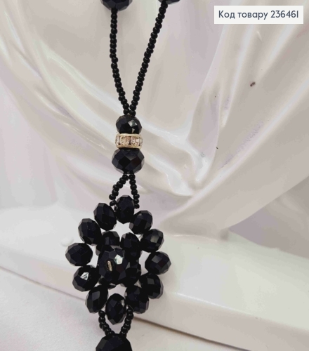 Біжутерія на шию з Бісеру та Бусин, 68см, Чорного кольору, Hand Made 236461 фото 2