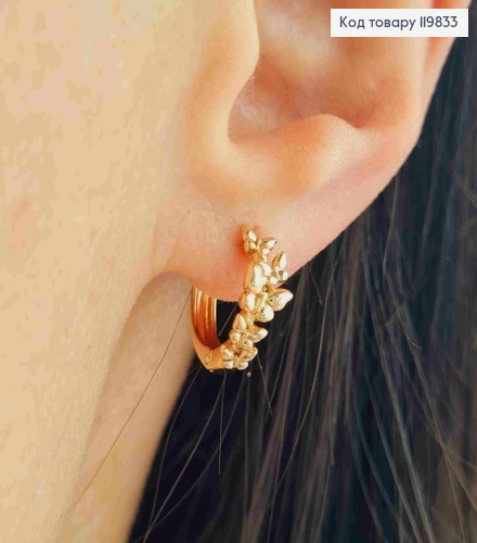 Набор: серьги кольца "Бабочки" (3пары/уп), диаметр 1см; 1,3см; 1,5см, Xuping 18K 119833 фото 2