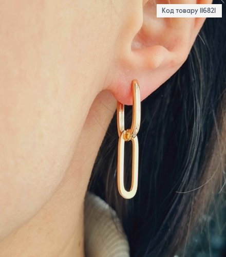 Серьги "Два овала" 3см, Xuping 18К 116821 фото 3