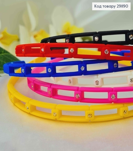 Обруч пластик, 0,7см, с перепонками и камешками, яркие цвета в ассорт. 291190 фото 2