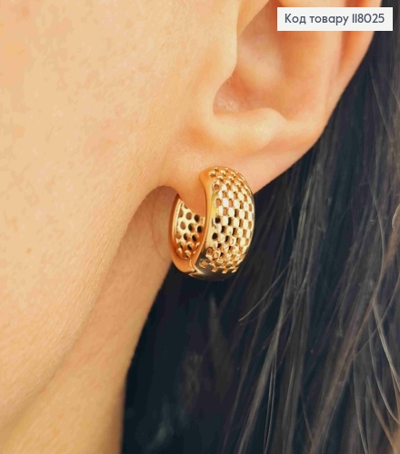 Серьги кольца "Ажурные", ширина 9мм, диаметр 1,7см, Xuping 18K 118025 фото 3