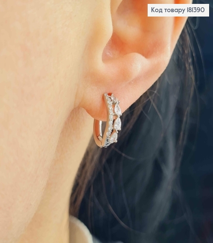Серьги родовые, кольца 1,3см, с камешками разной формы, Xuping 181390 фото 2