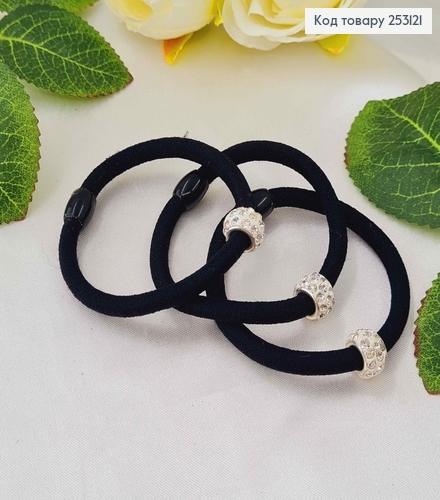 Резинка чорна, з шамбалою білого кольору в камінцях 253121 фото 2