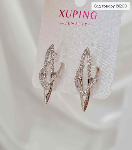 Сережки стрелы "Оригинальные" в камешках, 3см, англ. зам. Xuping 181200 фото 2