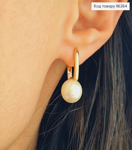 Серьги "Сильвер" с жемчужиной 1см. англ. зам. Xuping 18К 116264 фото 2