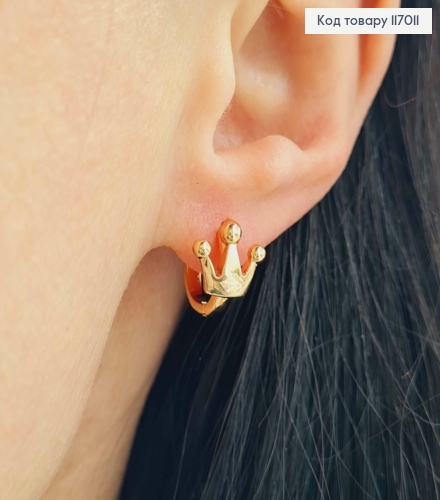 Серьги кольца 1см, Корона 1см, Xuping 18K 117011 фото 2