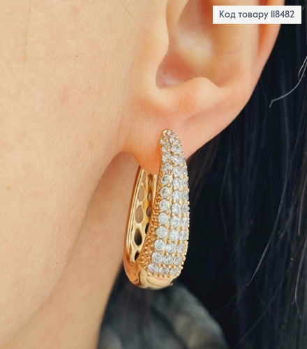 Серьги Овальные украшены Блестящими камешками, 2,9см, XUPING 18K 118482 фото 2