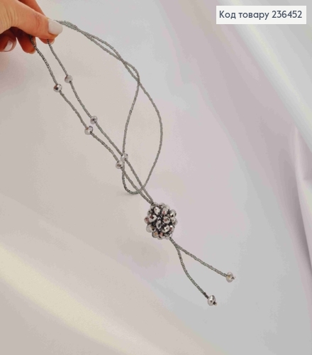 Бижутерия на шею из Бисера и Бусин, 82см, Графитового цвета, Hand Made 236452 фото 4