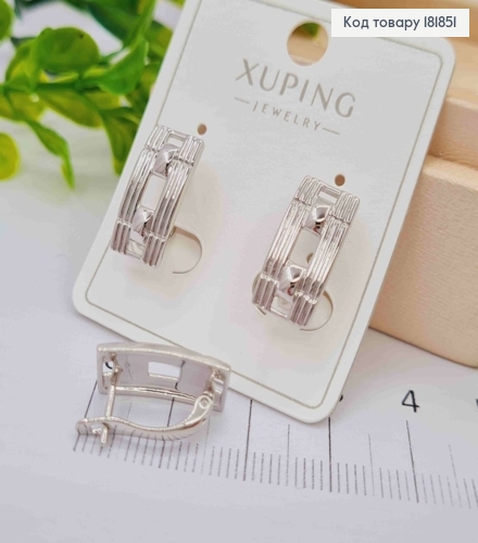 Серьги "Прямоугольные", 1,6см, английская застежка, Xuping 181851 фото 3