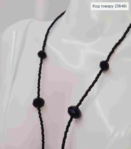 Біжутерія на шию з Бісеру та Бусин, 68см, Чорного кольору, Hand Made 236461 фото 3