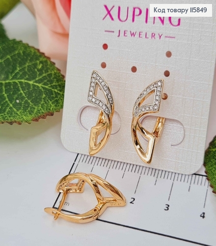 Серьги "Абу-Даби" с камешками, 2см, англ зам. Xuping 18К 115849 фото 2