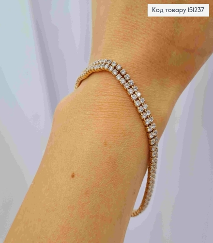 Браслет украшен Блестящими камешками в два ряда, длина 17+2см, Xuping 18K 151237 фото 2