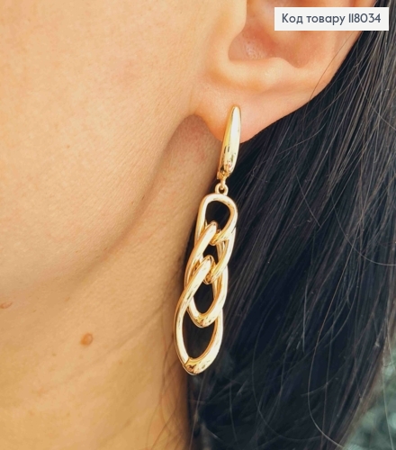 Серьги с подвесными цепочками, 1,6+3,2см, английская застежка, Xuping 18K 118034 фото 3