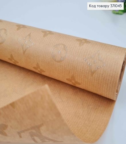 Бумага крафт с блестящим принтом "LV", рулон 70см*8м 371045 фото 2