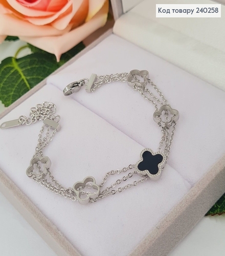 Браслет 16+5 см Van Cleef, Три Линии, цвет серебряный, Stainless Steel 240258 фото 2