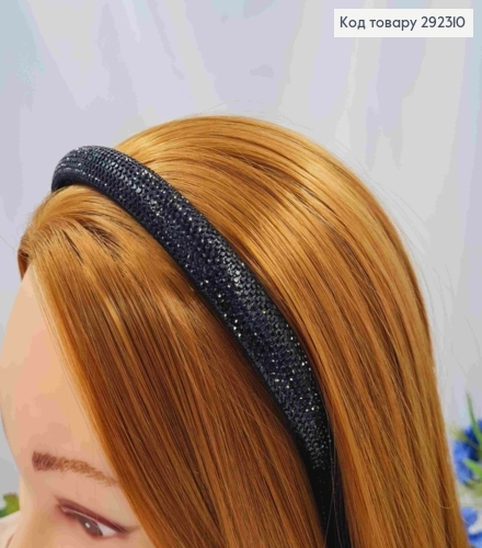 Обруч металевий зі Стразами, Чорного кольору, 1,7см 292310 фото 2