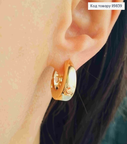 Серьги кольца расширены вниз, диаметр 1,6см, XUPING 18K 119839 фото 2