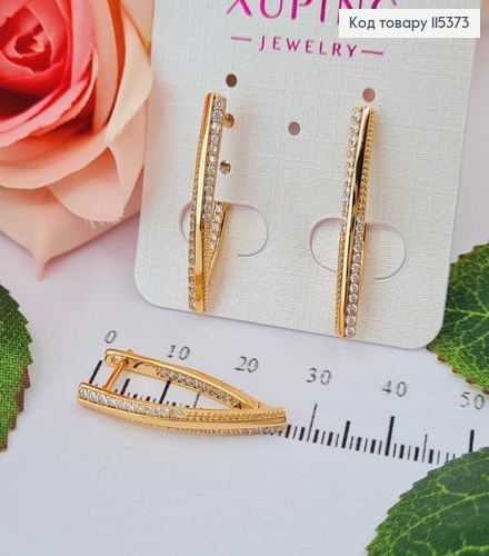 Серьги стрелы, с камешками, 3см Xuping 18K 115373 фото 2