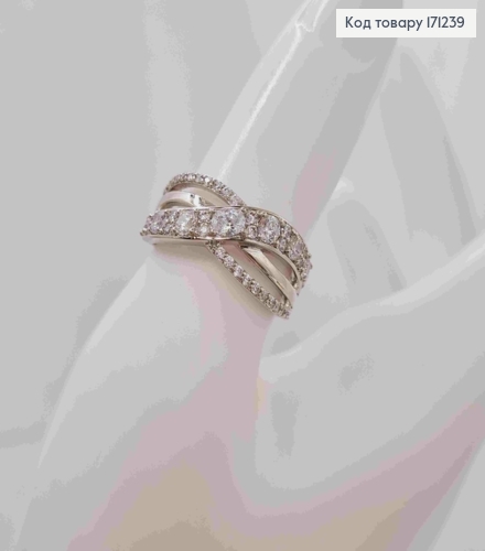 Перстень родований прикрашений Блискучими камінцями, Xuping 171239 фото 2