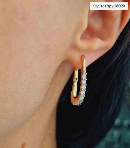 Серьги Овальные украшены Блестящими камешками, 2,4см, Xuping 18K 118028 фото 3