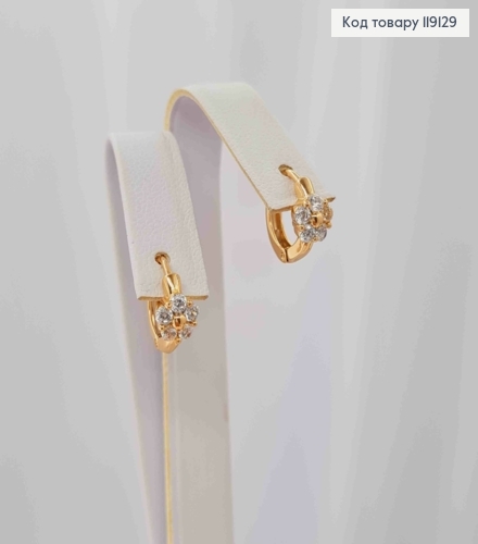 Серьги кольца с Цветком из Блестящих камешков, диаметр 1см, XUPING 18K 119129 фото 2