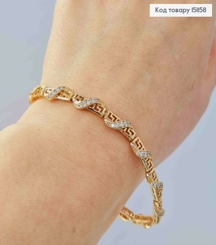 Браслет ВЕРСАЧЕ с имитацией Спираль в камнях, длина 17+2см, Xuping 18К 151158 фото 2