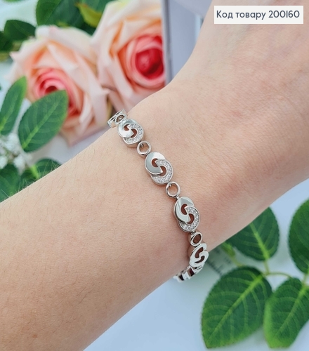 Браслет родований, "Нескінченність" з камінцями, 16+2см Xuping 200160 фото 2