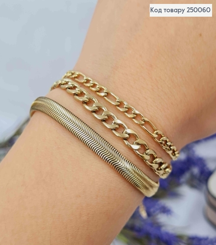 Набор Браслетов (3шт) лимонного цвета, 17,5+4см, 18,5+5см, сталь Stainless Steel 250060 фото 2