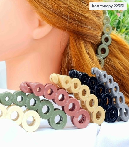 Заколка банан, глянцевая, "Кольца", Цвета в ассортименте, 10см 223131 фото 2
