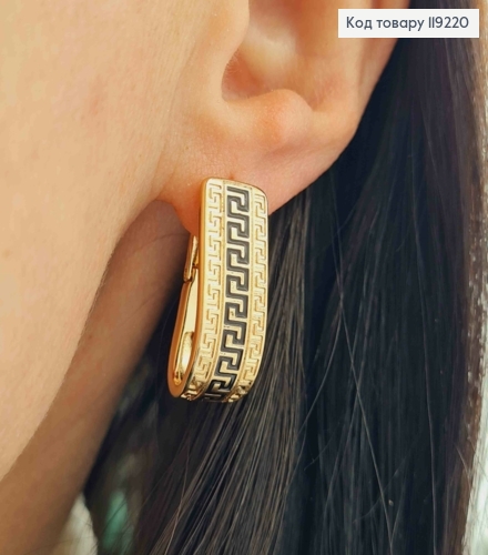 Серьги овальные ВЕРСАЧЕ с Черной эмалью, 2,4см, английская застежка, Xuping 18K 119220 фото 3