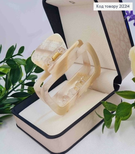 Краб пластик (акрил), прямоугольный с закругленными углами, 6,5см, бежевого цвета. 212214 фото 2