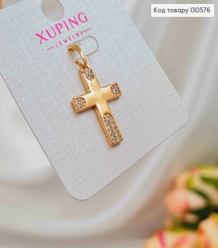 Крестик с камешками по краям, 2*1,5см, Xuping 18K 130576 фото 2