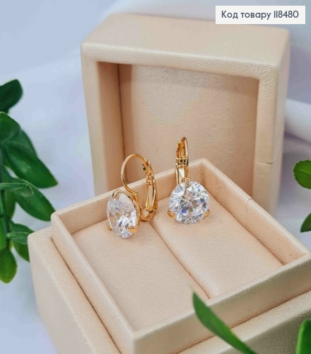 Серьги с большим блестящим камнем, диаметр 1см, XUPING 18K 118480 фото 4