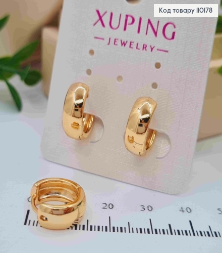 Серьги Кольца широкие, ширина 5мм, диаметр 1,4см, Xuping 18K 110178 фото 2