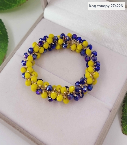 Браслет-резинка, прошита  Синьо-Жовтим стіклярусом 274226 фото 3