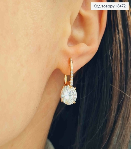 Серьги с Блестящим камнем, 2,5см, англ. застежка, XUPING 18K 118472 фото 3