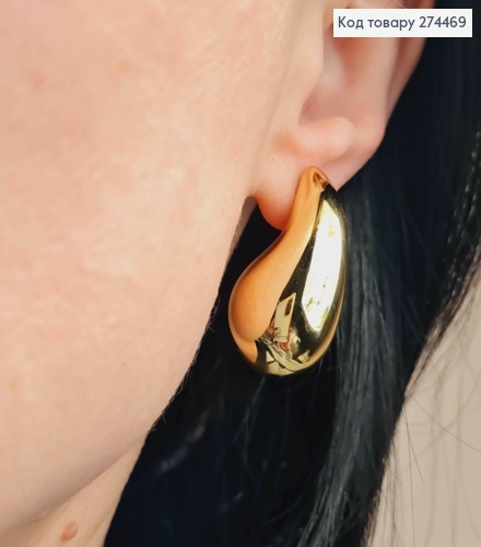 Серьги гвозди "КРАПЛИНКИ" золотого цвета, 3см 295122 фото 2