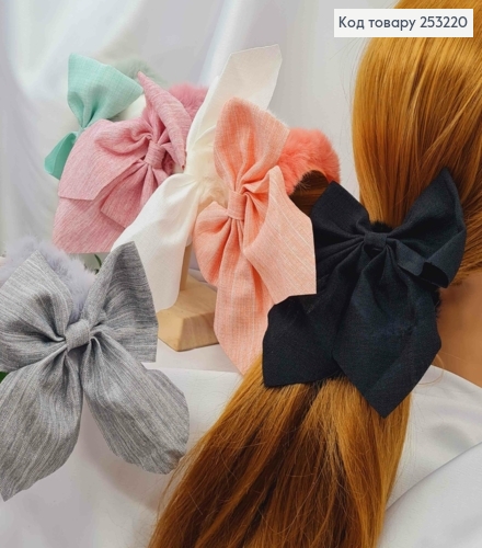 Резинка пушок с бантиком (10*10см), диаметр 6см, цвета в ассортименте. 253220 фото 2