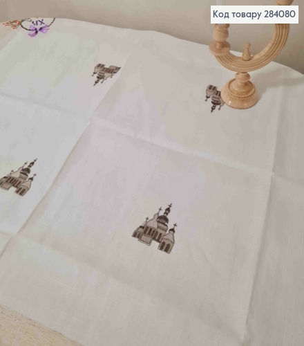 Пасхальная скатерть, "Лен", с вышивкой "Христос Воскрес!", "Крашанки в Корзине", размер 120*150см 284080 фото 3