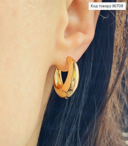 Серьги кольца, дутые и зауженные вверх, диаметр. 2см, Xuping 18K 116708 фото 3