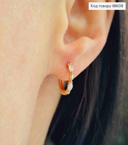 Серьги кольца с Блестящими камешками, диаметр 1,3см, Xuping 18К 118608 фото 3