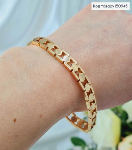 Браслет, плетение пластинками, шир.0,8см, дл. 20см, Xuping 18K 150945 фото 2