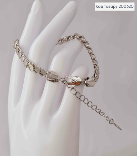 Браслет родований ПАНЦИРНЕ плетіння з Овальними пластинками, довжина 20+5см, ширина 5мм, Xuping 200320 фото 3