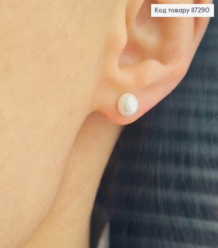 Серьги гвоздики с жемчужиной 6мм, Xuping 18К. 117290 фото 2