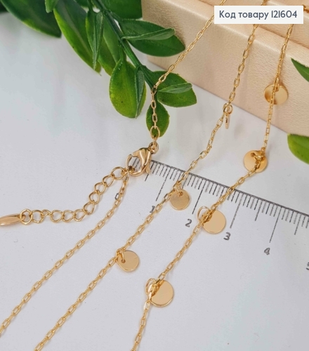 Цепочка двойная, КАЧЕСТВЕННОЕ плетение с Монетками, длина 42+3см, Xuping 18K 121604 фото 2