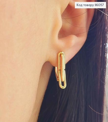 Серьги "Enabled", с подвижной деталью, 2см, англ. зам. Xuping 18K 116057 фото 2