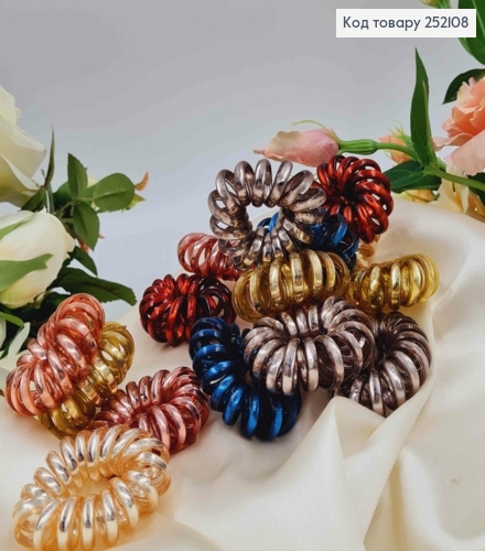 Резинка пружинка, объемная, 5см, Металлик, Цвета в ассорт. 252108 фото 2