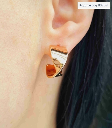 Сережки гвіздки "Пісочний Годинник" , довжина 1,5см, Xuping 18K 118969 фото 2