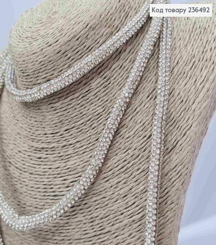 Біжутерія на шию Шнурок прикрашений Стразами, 119см, Срібного кольору, Fashion Jewelry 236492 фото 2