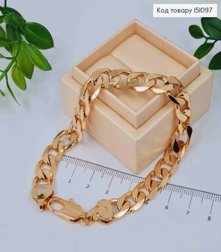 Браслет ПАНЦИРНОЕ плетение, длина 23см, ширина 10мм, Xuping 18K 151097 фото 2